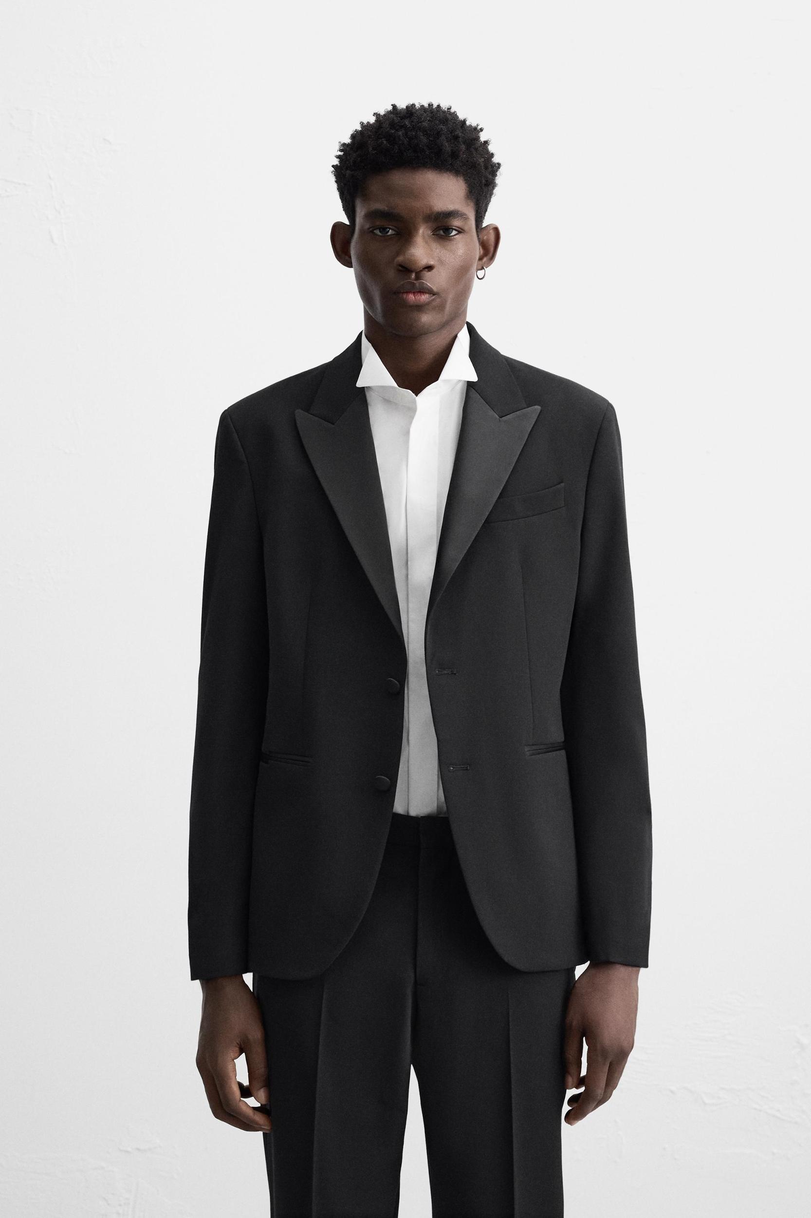 WOOL BLEND TUXEDO SUIT BLAZER Product Image