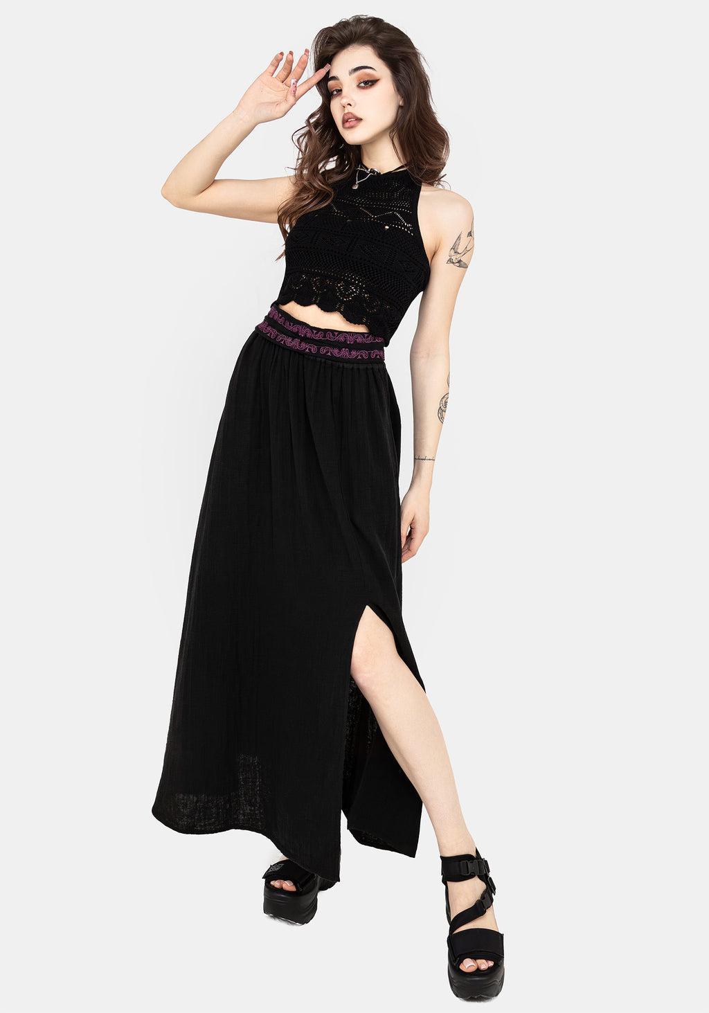 Amatorium Embroidered Cotton Maxi Skirt Product Image
