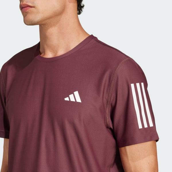 Mens adidas Own The Run Short Sleeve Tee Aurora Red Product Image