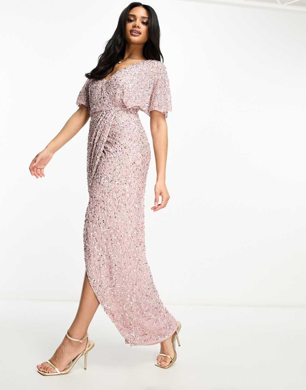 Beauut Maternity Bridesmaid embellished maxi wrap dress Product Image