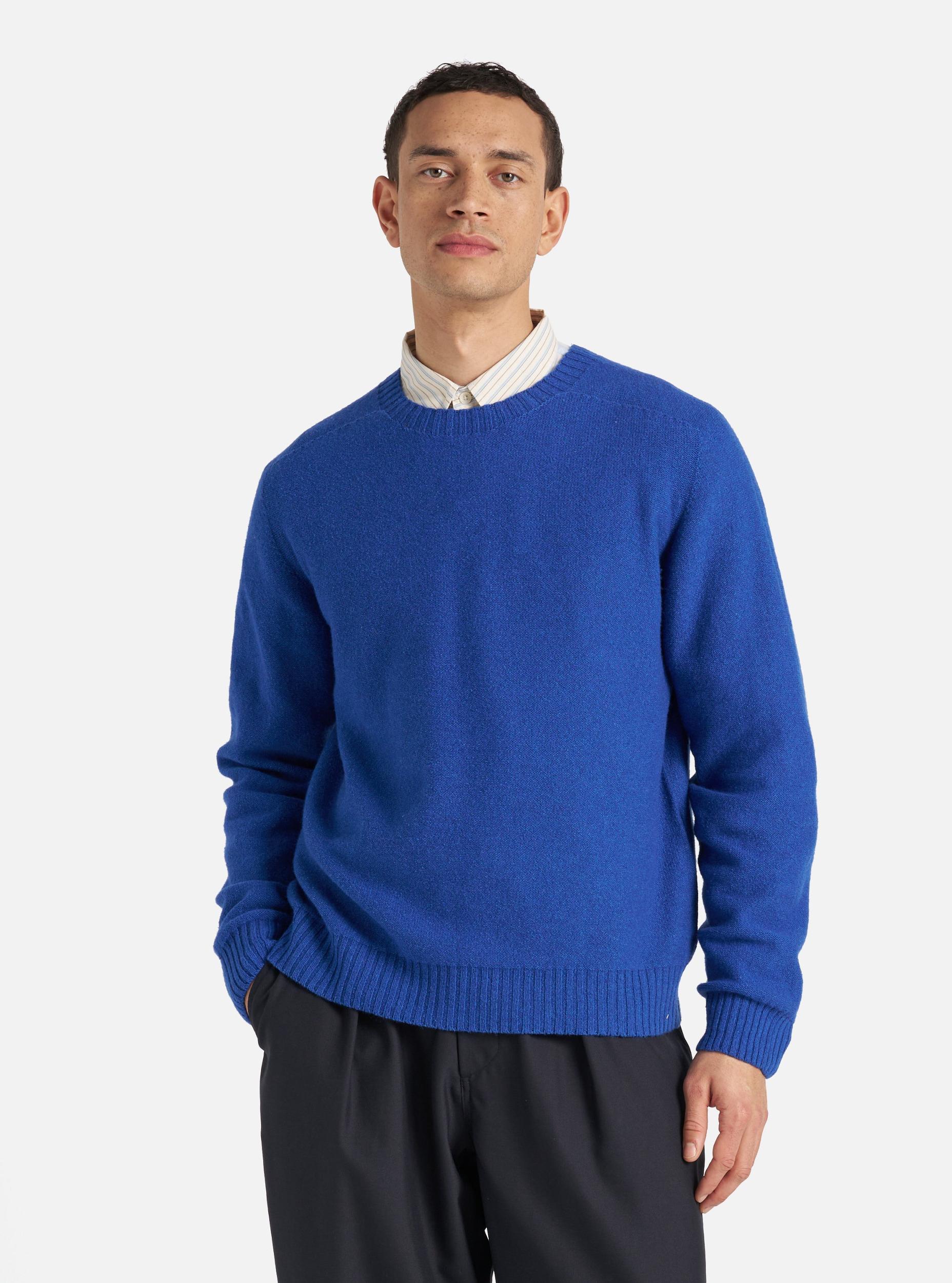 Universal Works Seamless Crew in Bold Blue Coast Knit Product Image