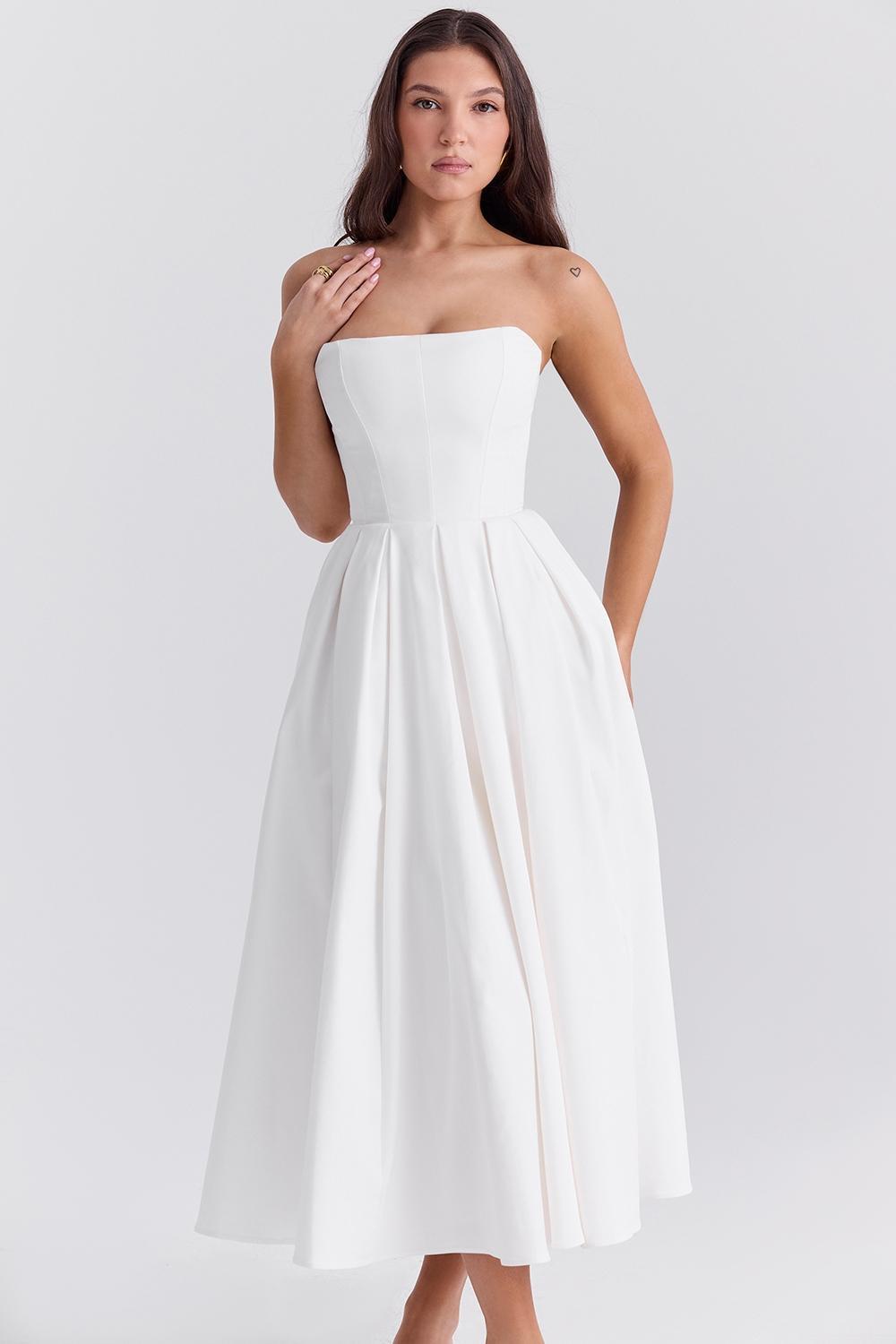 Audrey White Strapless Midi Sundress Product Image
