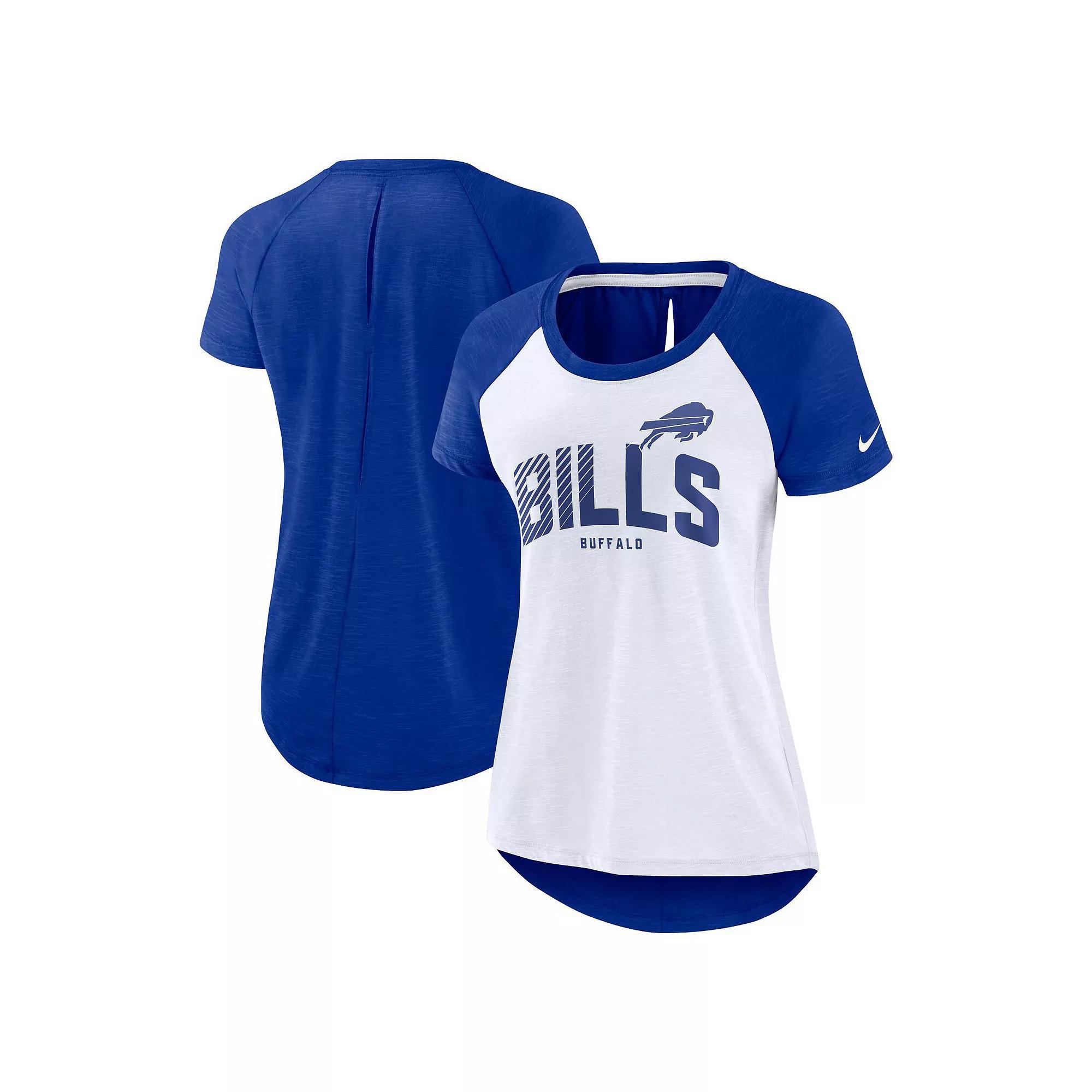 Women's Nike White/Heather College Navy Seattle Seahawks Back Cutout Raglan T-Shirt, Size: 2XL Product Image