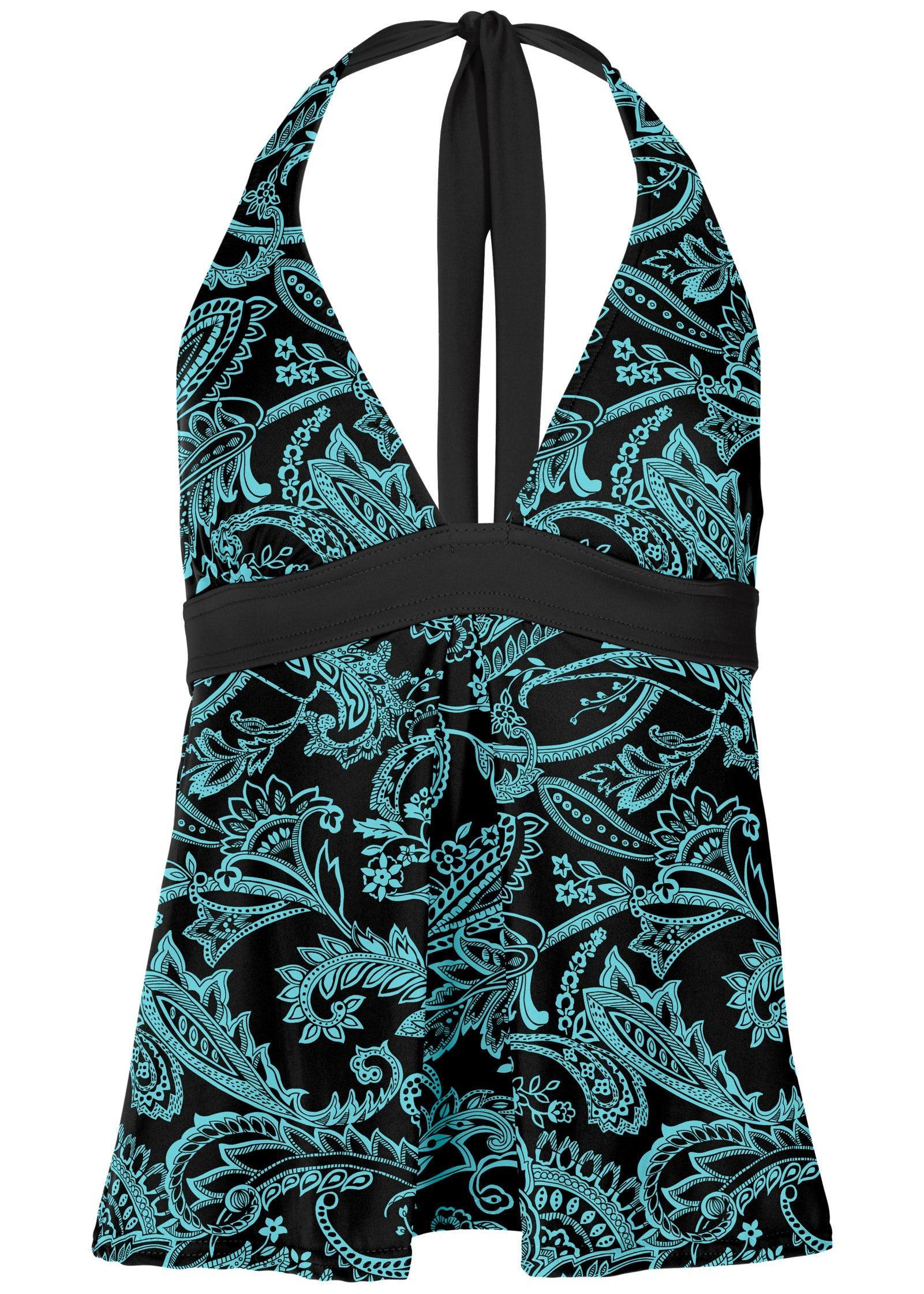 Halter Tankini - Mint & Black Paisley Product Image