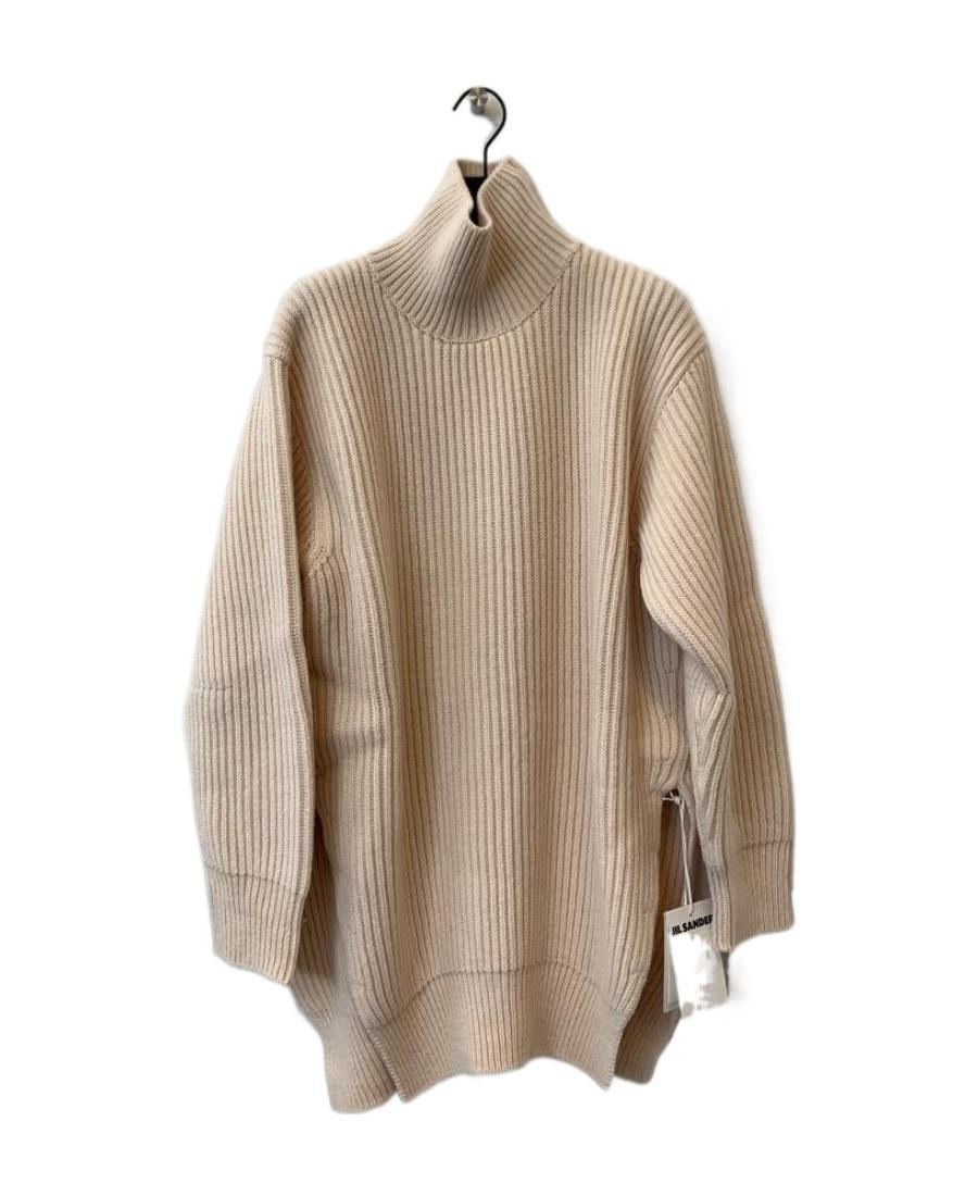JIL SANDER Roll-neck Ribbed-knit Jumper In Nude Product Image