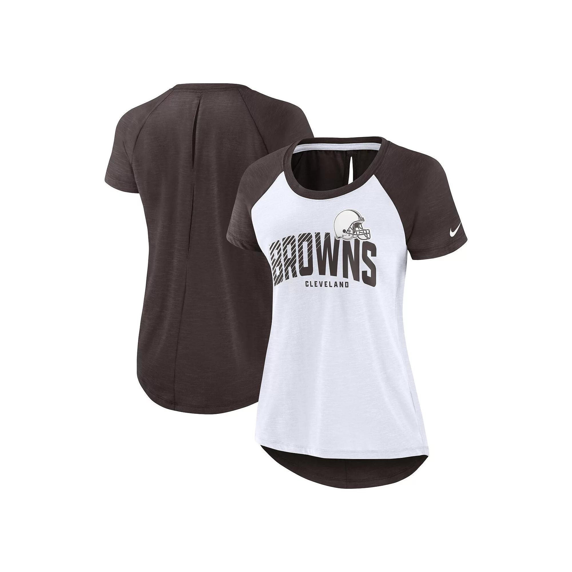 Women's Nike White/Heather Navy Tennessee Titans Back Cutout Raglan T-Shirt, Size: Large Product Image