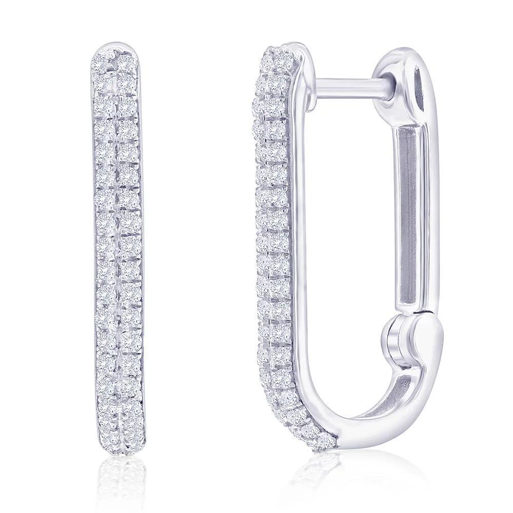 Divine Gold Sterling Silver 1/8 Carat T.W. Diamond U-Hoop Earrings, Women's Product Image