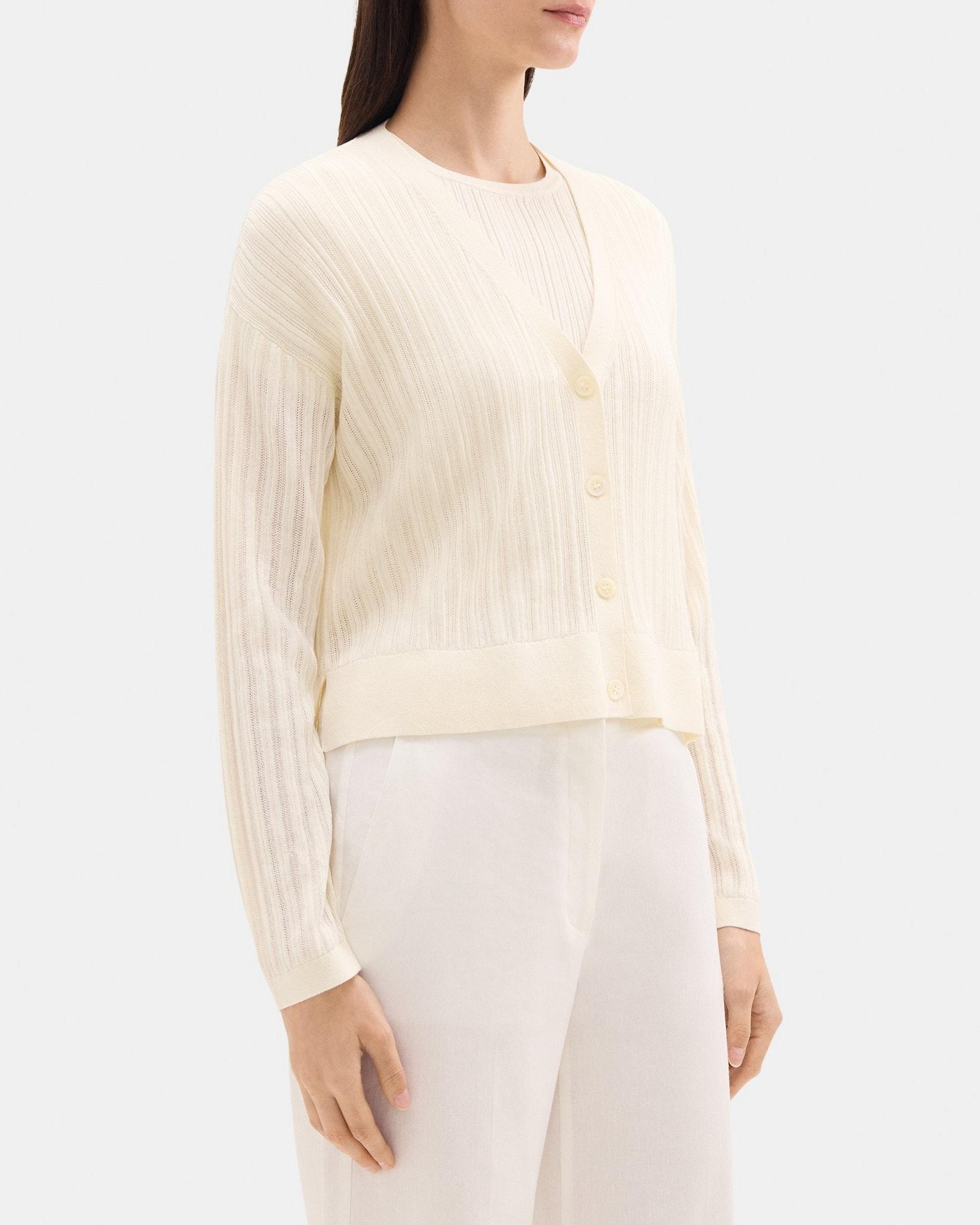 V-Neck Cardigan in Silk-Cotton Product Image