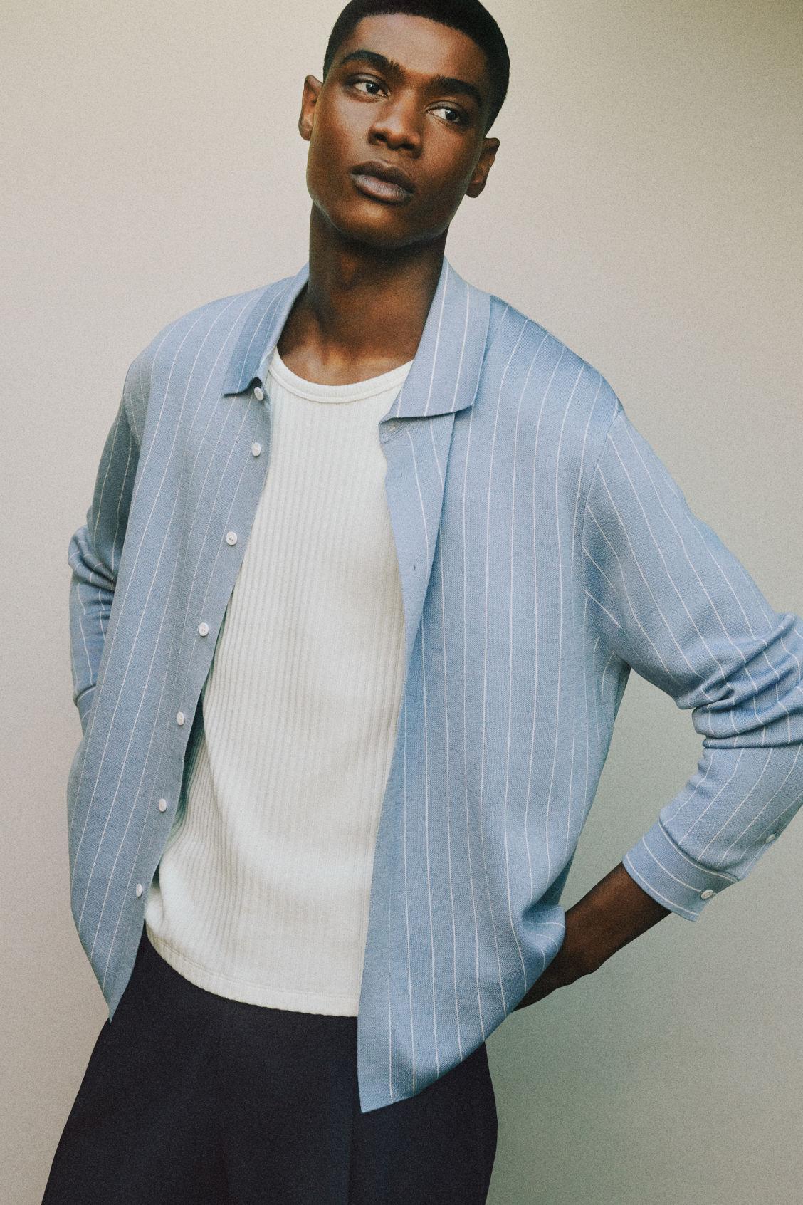 RELAXED STRIPED KNITTED COTTON SHIRT Product Image