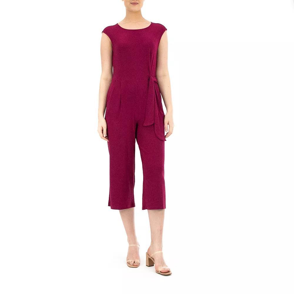 Women's Nina Leonard Sleeveless Culotte Jumpsuit, Size: XL, Dark Pink Product Image