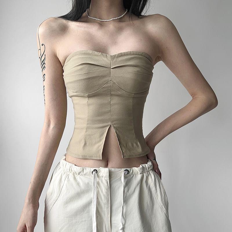 Plain Slim-Fit Crop Tube Top Product Image