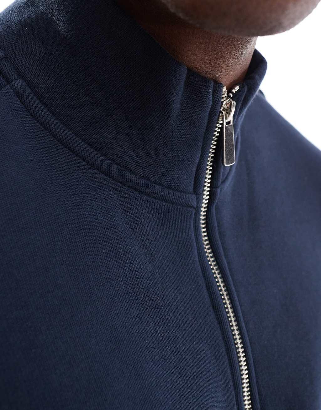 ASOS DESIGN oversized half zip funnel neck sweatshirt in navy Product Image