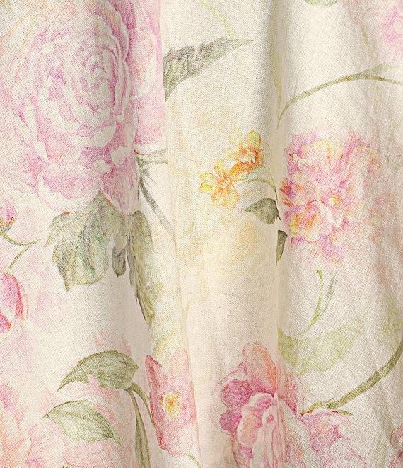 Antonio Melani Iris Linen Floral Print Mockneck Short Sleeve Dress Product Image