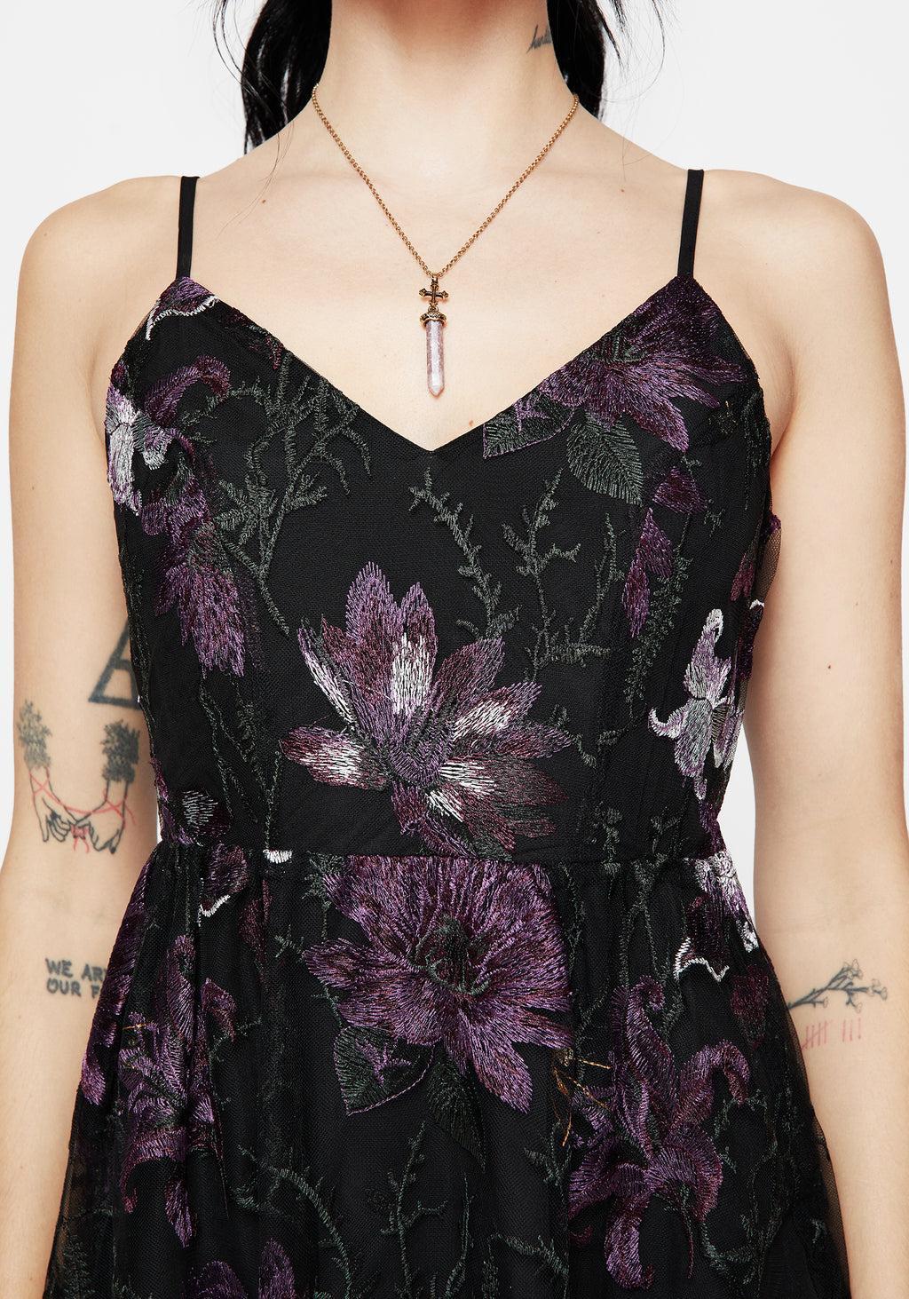 Estrid Embroidered Mesh Midaxi Cami Dress Product Image