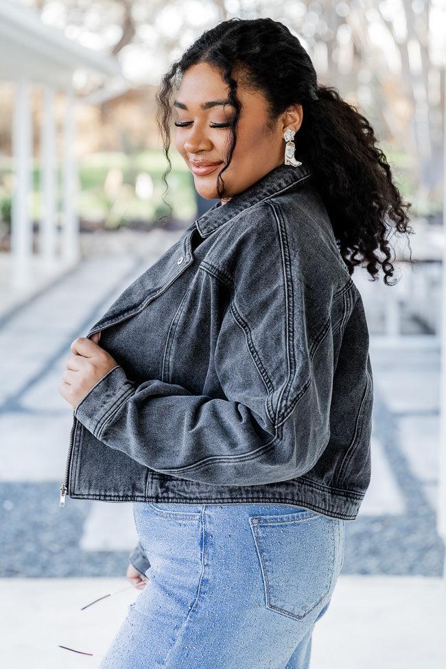 Walk The Walk Black Acid Wash Denim Jacket FINAL SALE Product Image