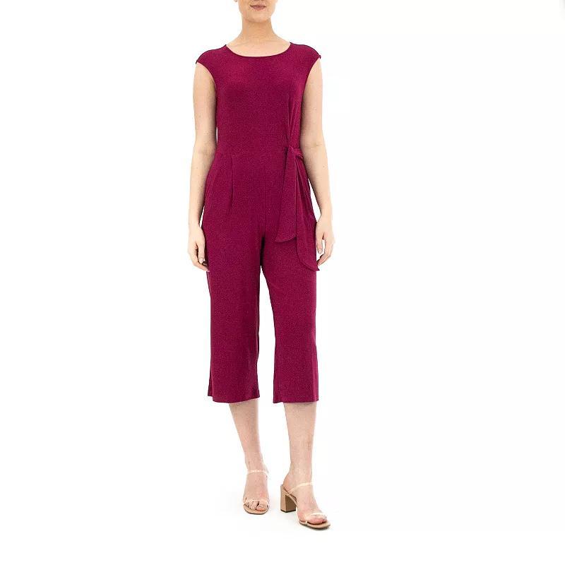 Women's Nina Leonard Sleeveless Culotte Jumpsuit, Size: XL, Dark Pink Product Image