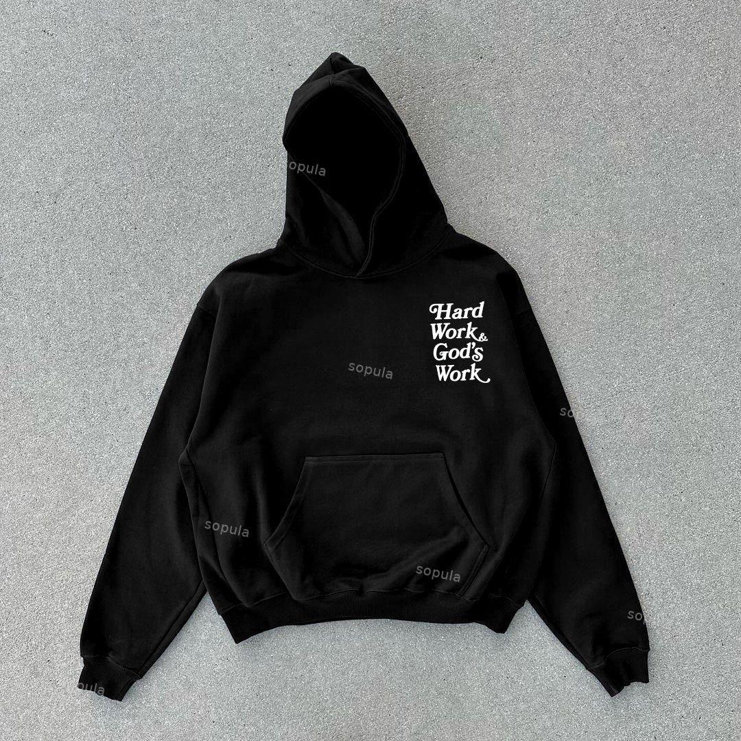 Hard Work & God's Work Print Pullover Fleece Hoodie Product Image