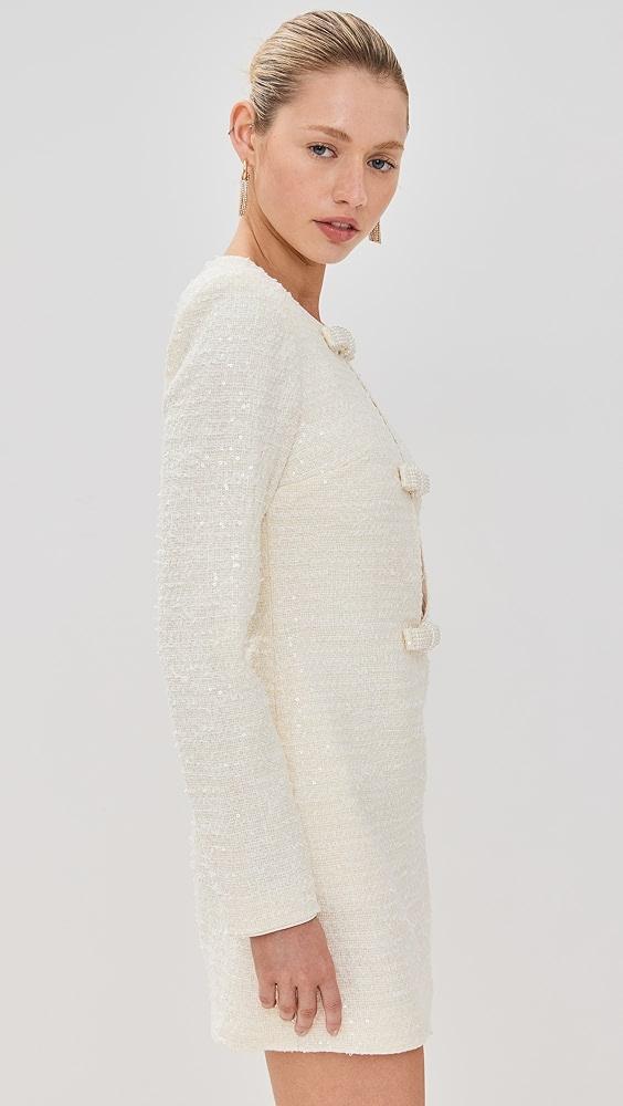 Self Portrait Cream Boucle Diamante Bow Mini Dress | Shopbop Product Image