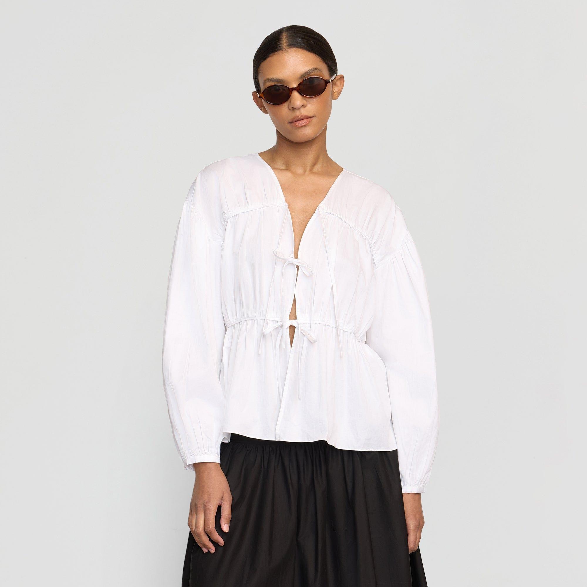Hira Tie-Front Organic Cotton Blouse Product Image