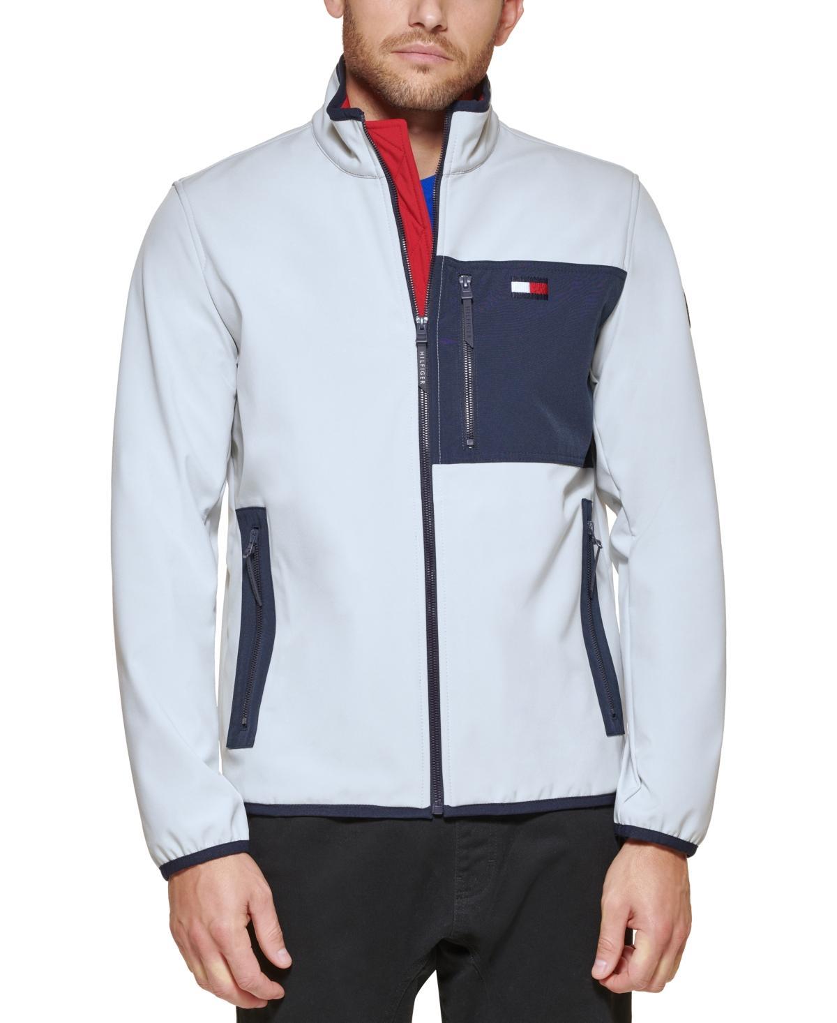 Men's Tommy Hilfiger Softshell Stand Collar Jacket, Size: Medium, White Product Image