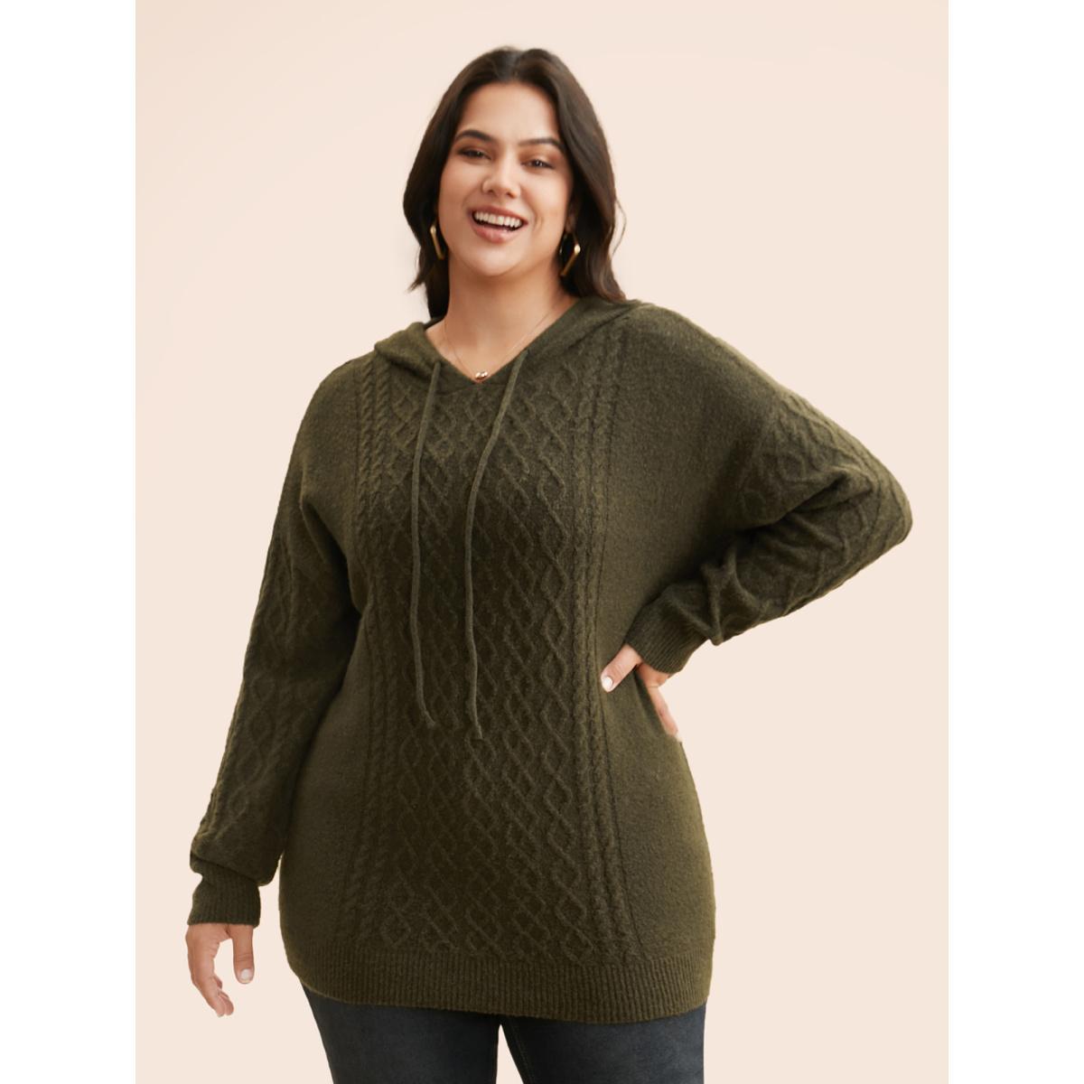 Plus Size Airy Cozy Hooded Pullover DimGray Women Casual Loose Long Sleeve Hooded Everyday Pullovers BloomChic 26/4X Product Image