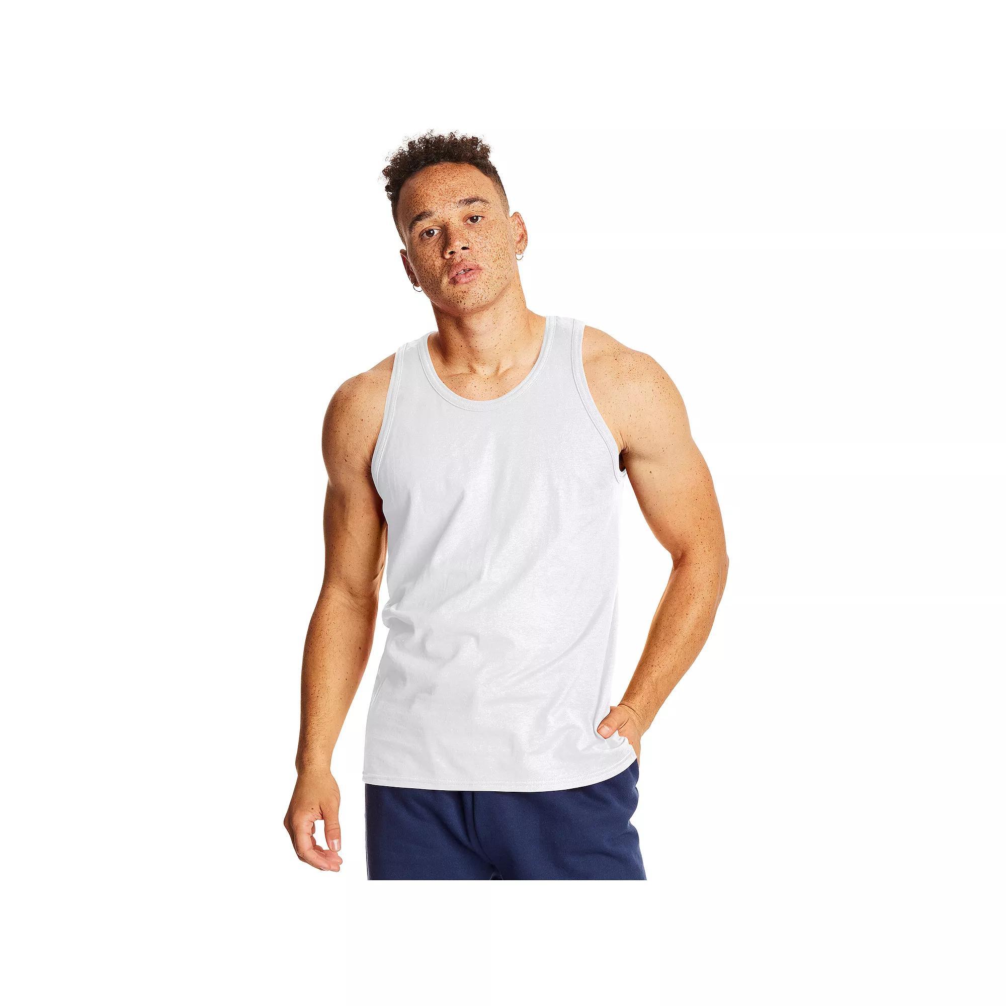 Mens Hanes X-Temp 2-Pack Performance Tank Top Light Silver Product Image