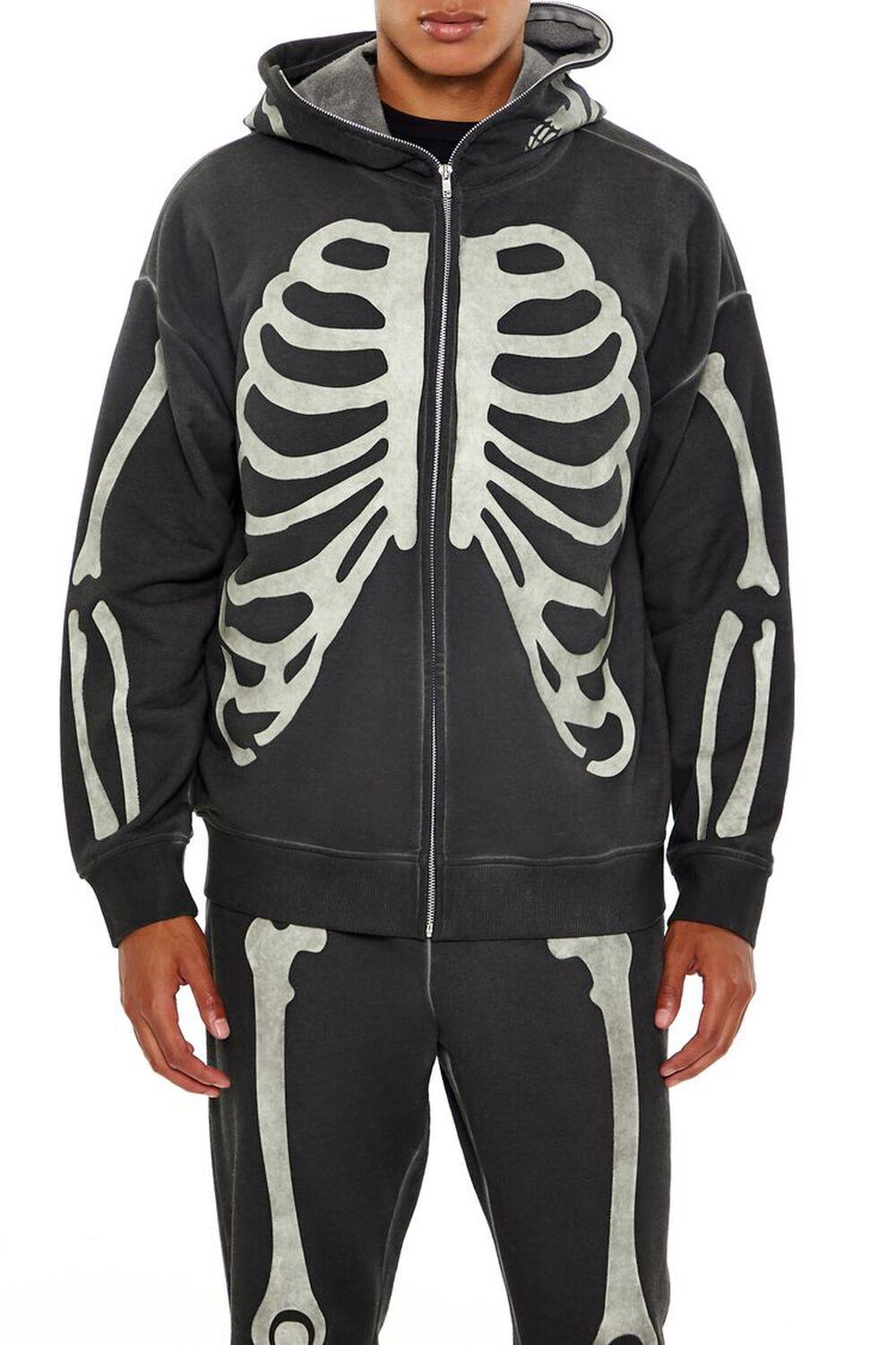 Glow-in-the-Dark Skeleton Zip-Up Hoodie | Forever 21 Product Image