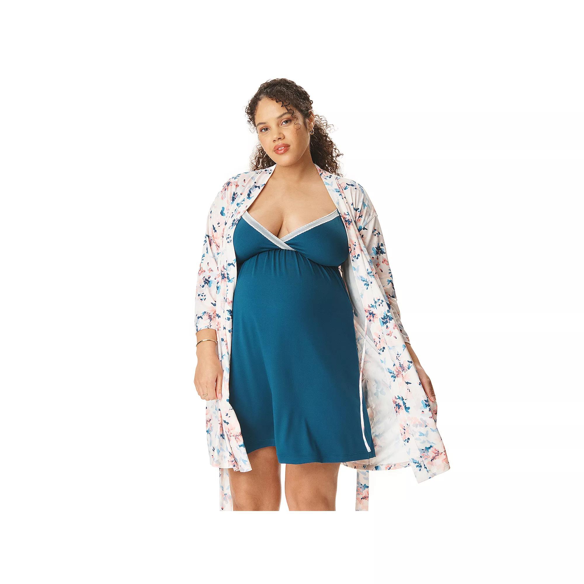 Maternity Motherhood Robe & Chemise Set, Womens Product Image