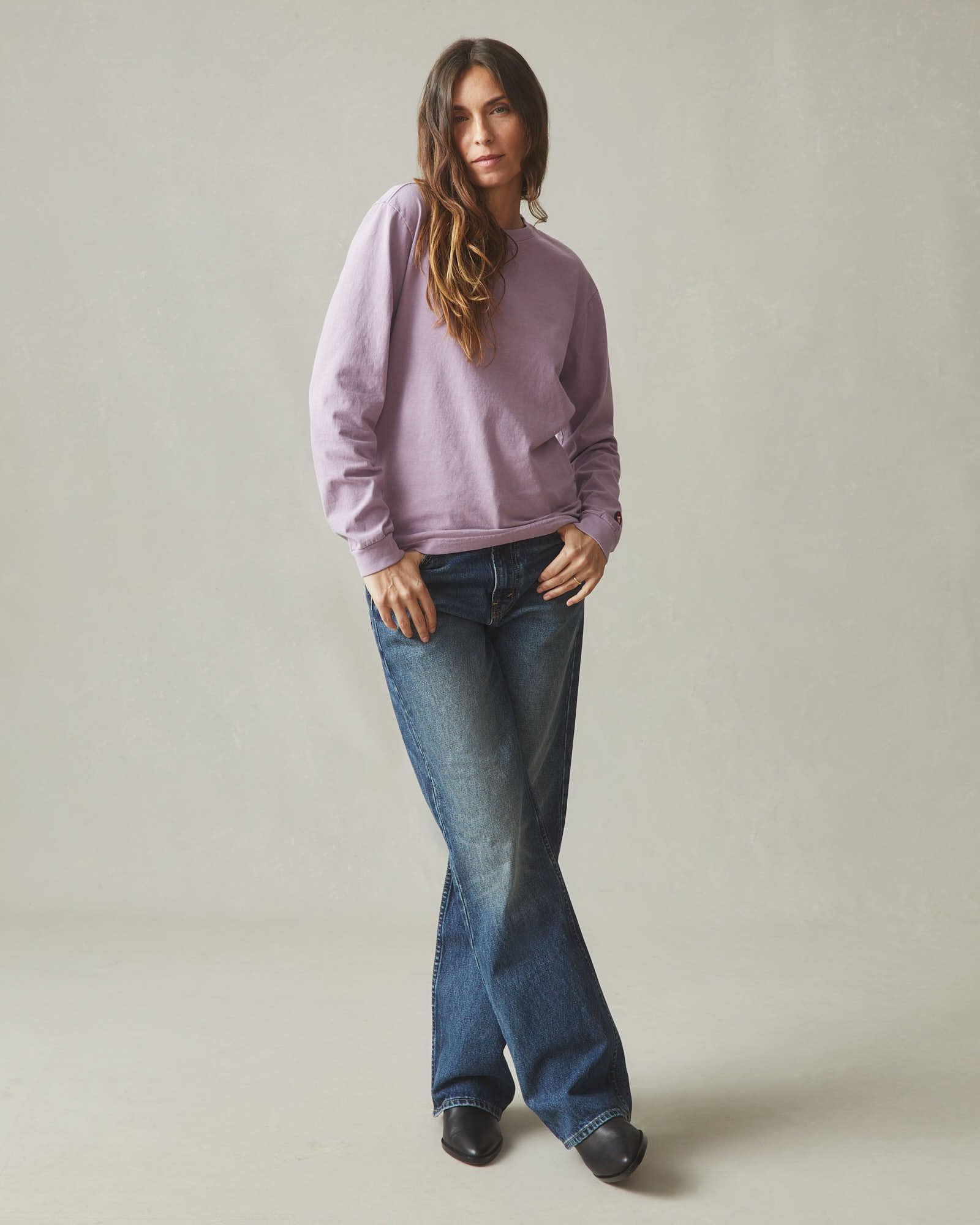 Women's Vintage Crew Long Sleeve Tee - Washed Very Grape Product Image