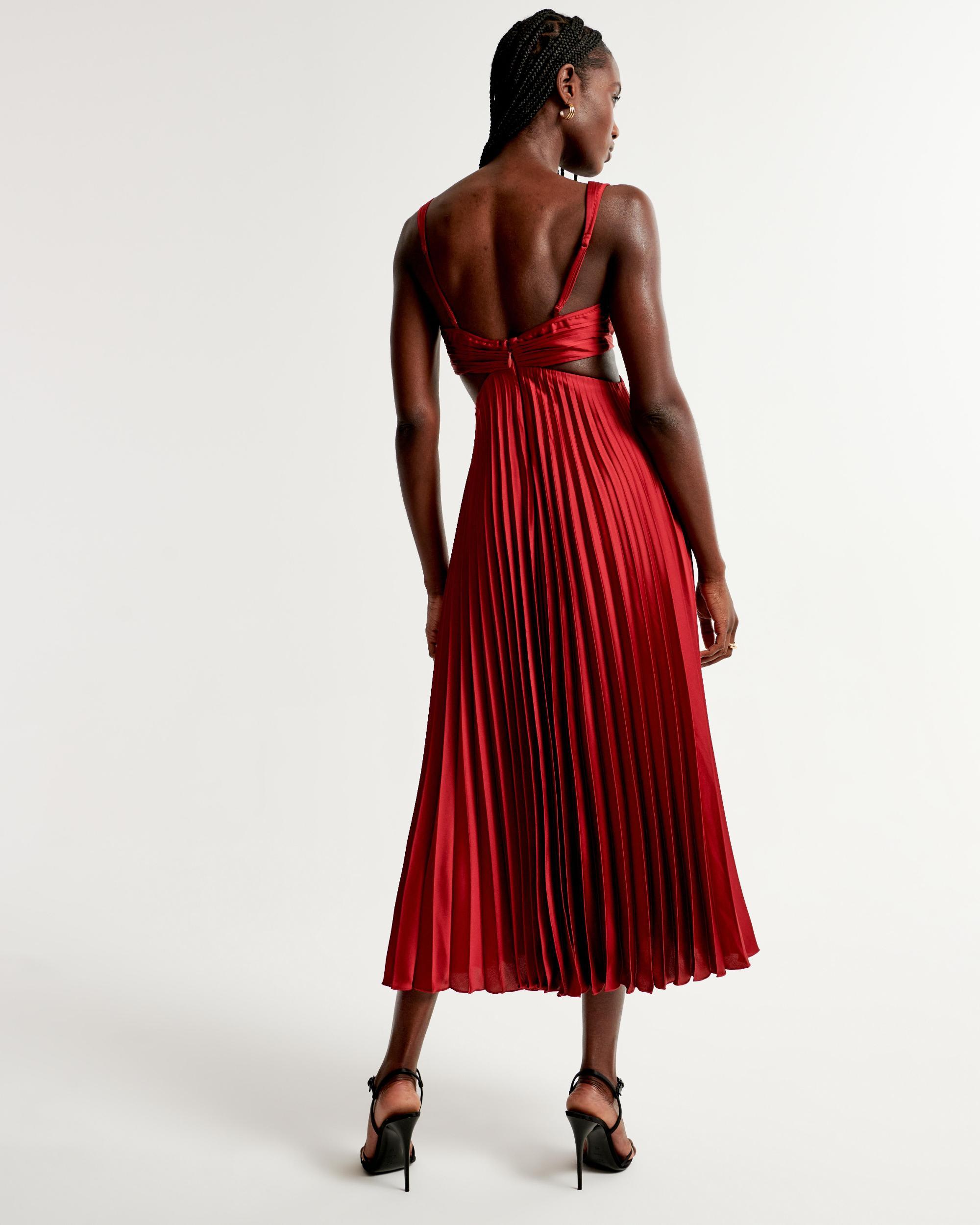 The A&F Giselle Pleated Cutout Maxi Dress Product Image