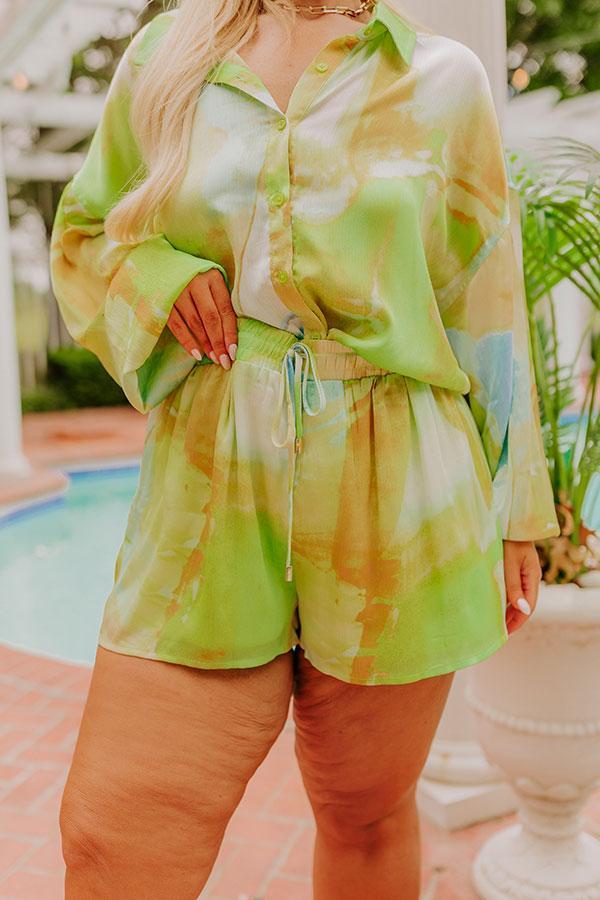 Sorbet Smiles Satin Shorts in Lime Punch Curves Product Image