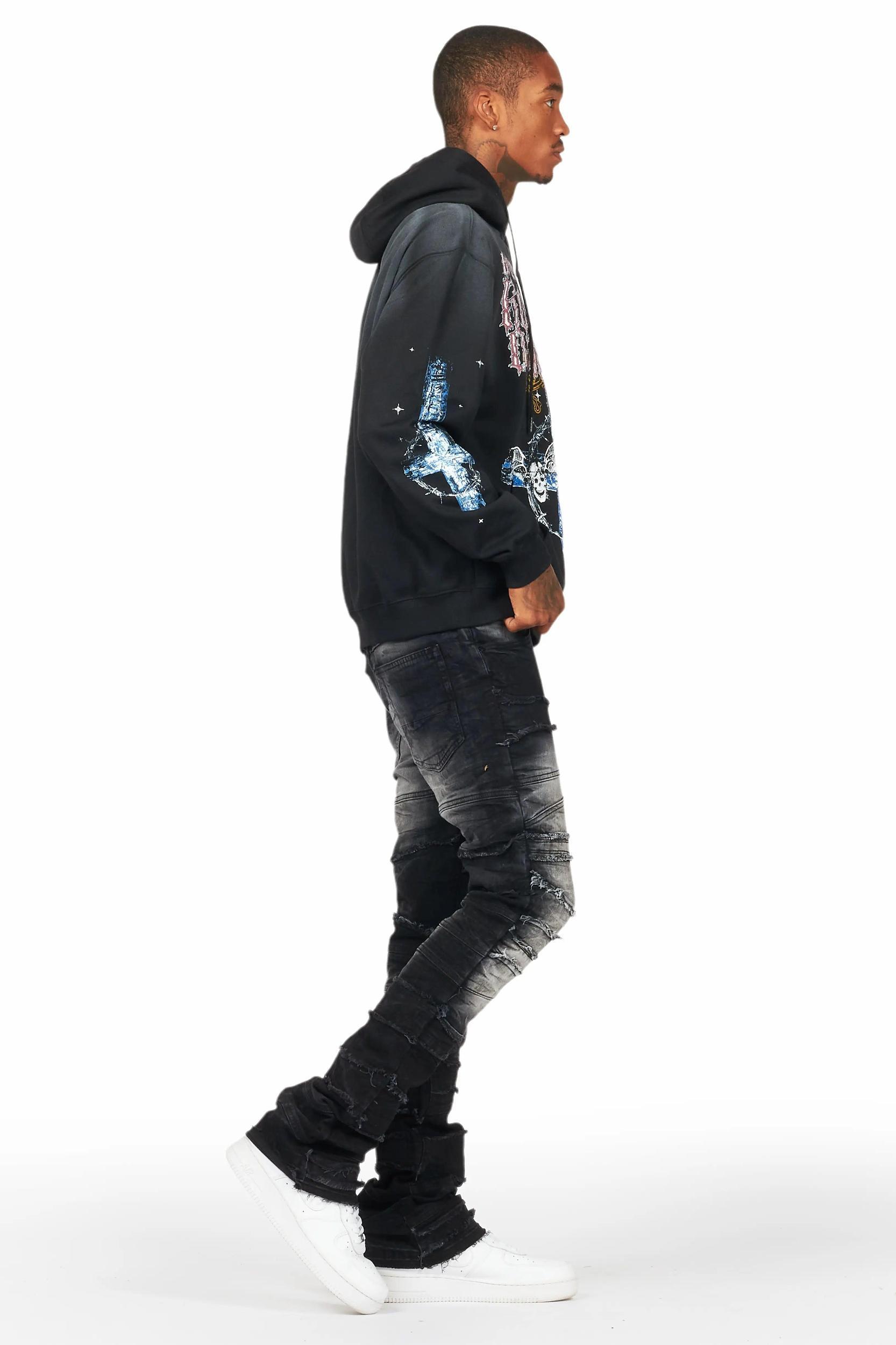 Franko Black Stacked Flare Jean Male Product Image