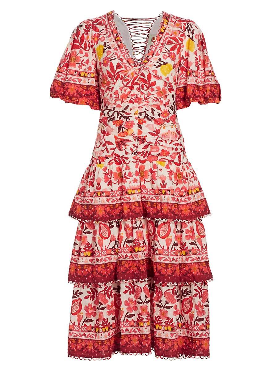 Womens Romantic Orchard Tiered Midi-Dress Product Image