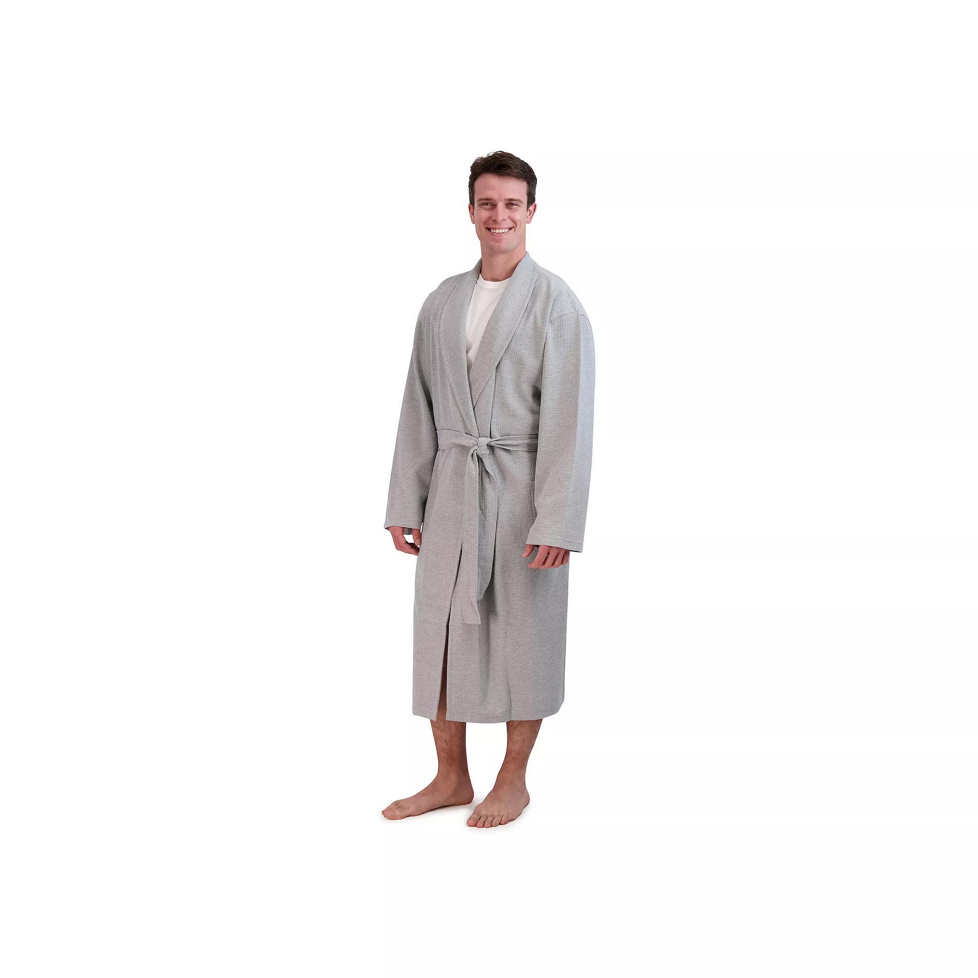 Big & Tall Hanes® Cotton Waffle Robe, Men's, Size: LT/XLT, Grey Gray Product Image