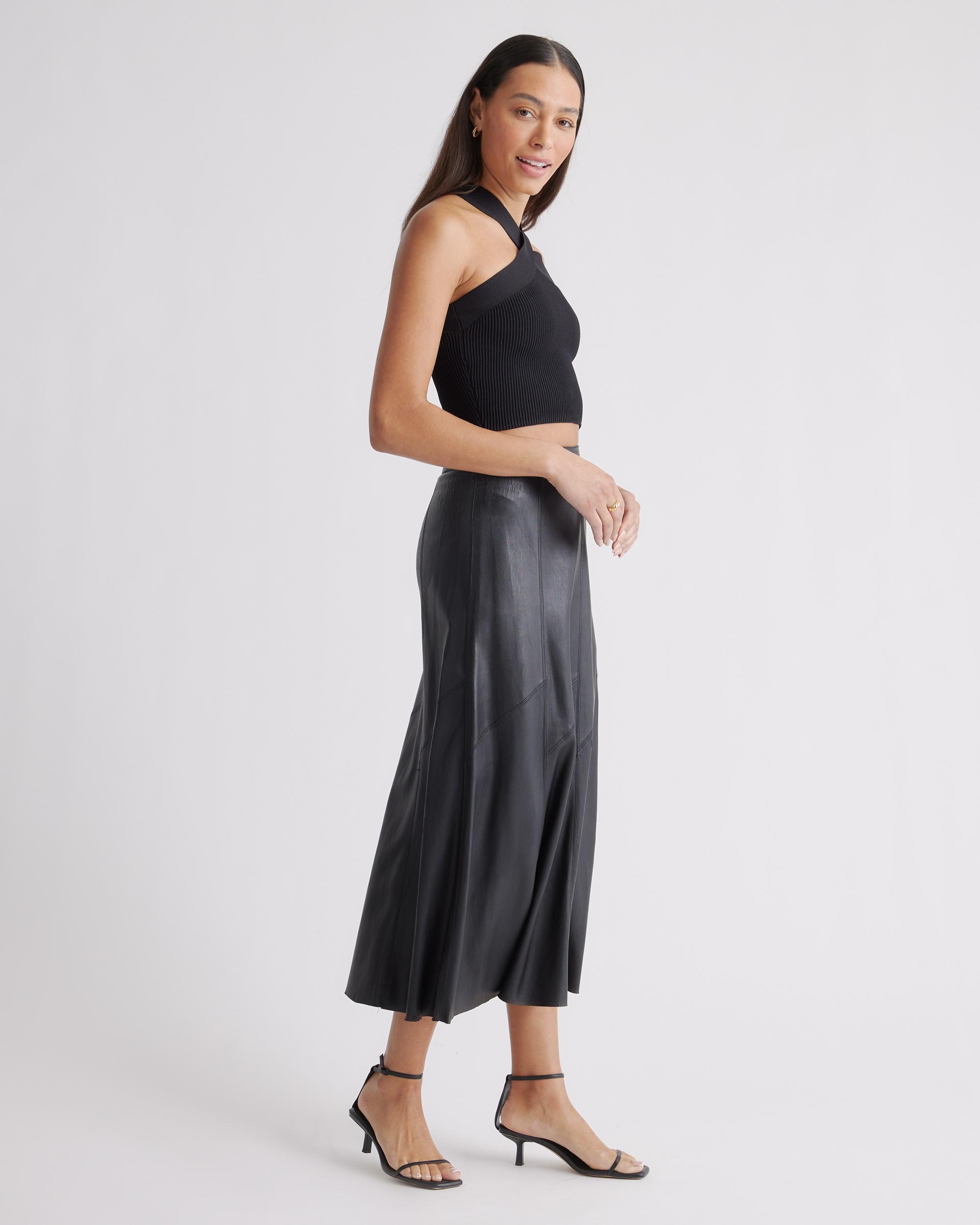 Quince | Women's Cropped Halter Ribbed Knit Tank Top Recycled nylon/polyester/spandex Product Image