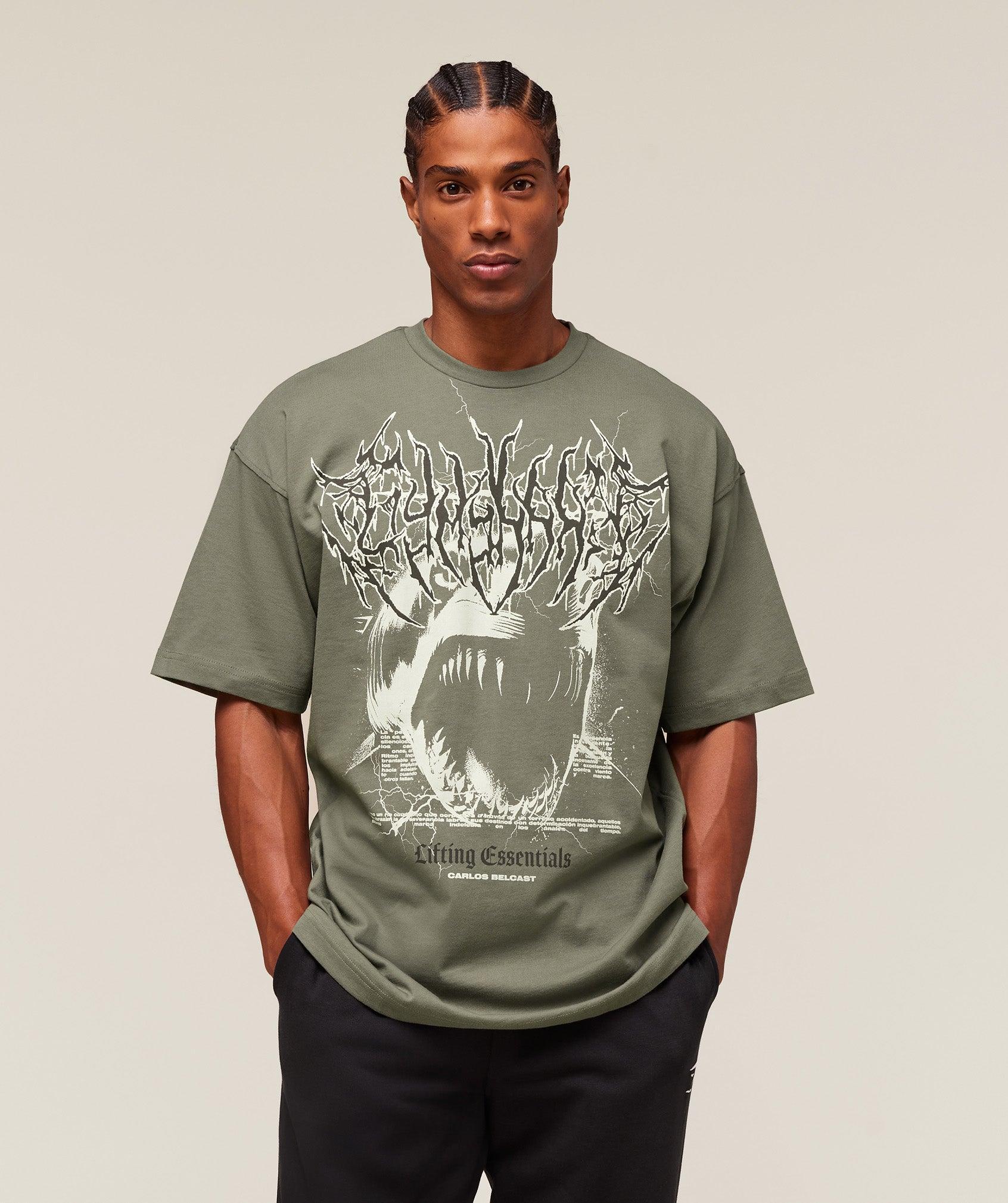 Gymshark Carlos Belcast x Rest Day Essential T-Shirt - Base Green Male Product Image