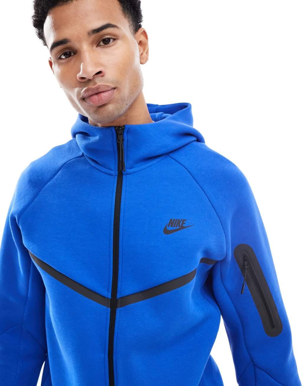 Nike Tech Fleece full zip hoodie in blue Product Image