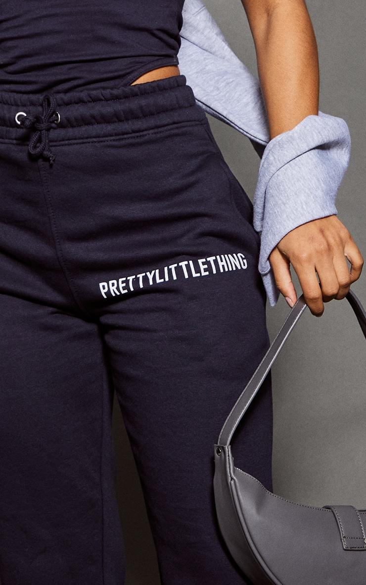 PRETTYLITTLETHING Navy Logo High Waisted Cuffed Sweatpant Product Image
