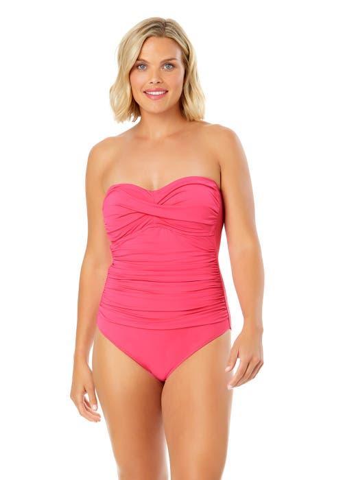 Anne Cole Women's Twist Front Shirred One Piece Swimsuit in Pink Glow at Nordstrom, Size 6 Product Image