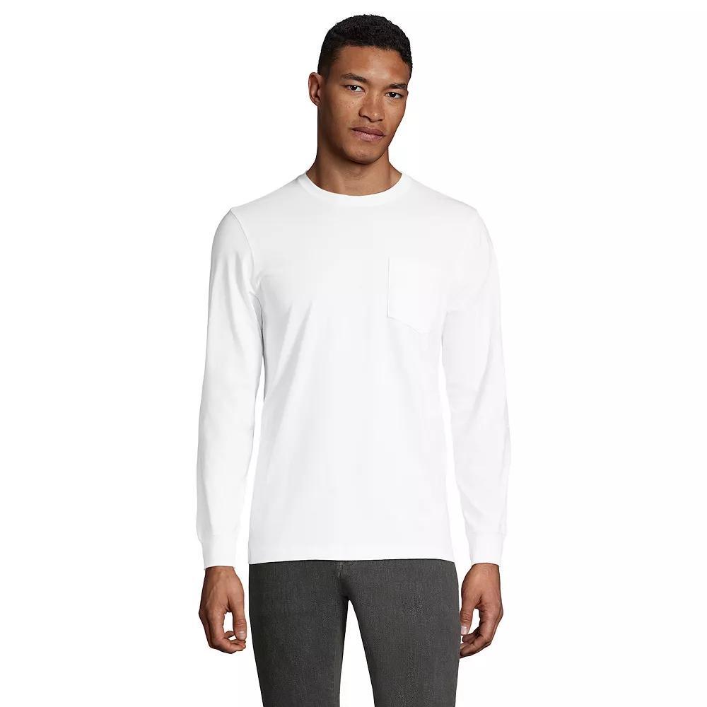 Big & Tall Lands' End Super-T Pocket Tee, Men's, Size: XXL Tall, White Product Image