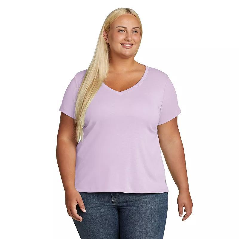 Plus Size Eddie Bauer Short Sleeve Favorite V-Neck Tee, Womens Medium Grey Grey Product Image