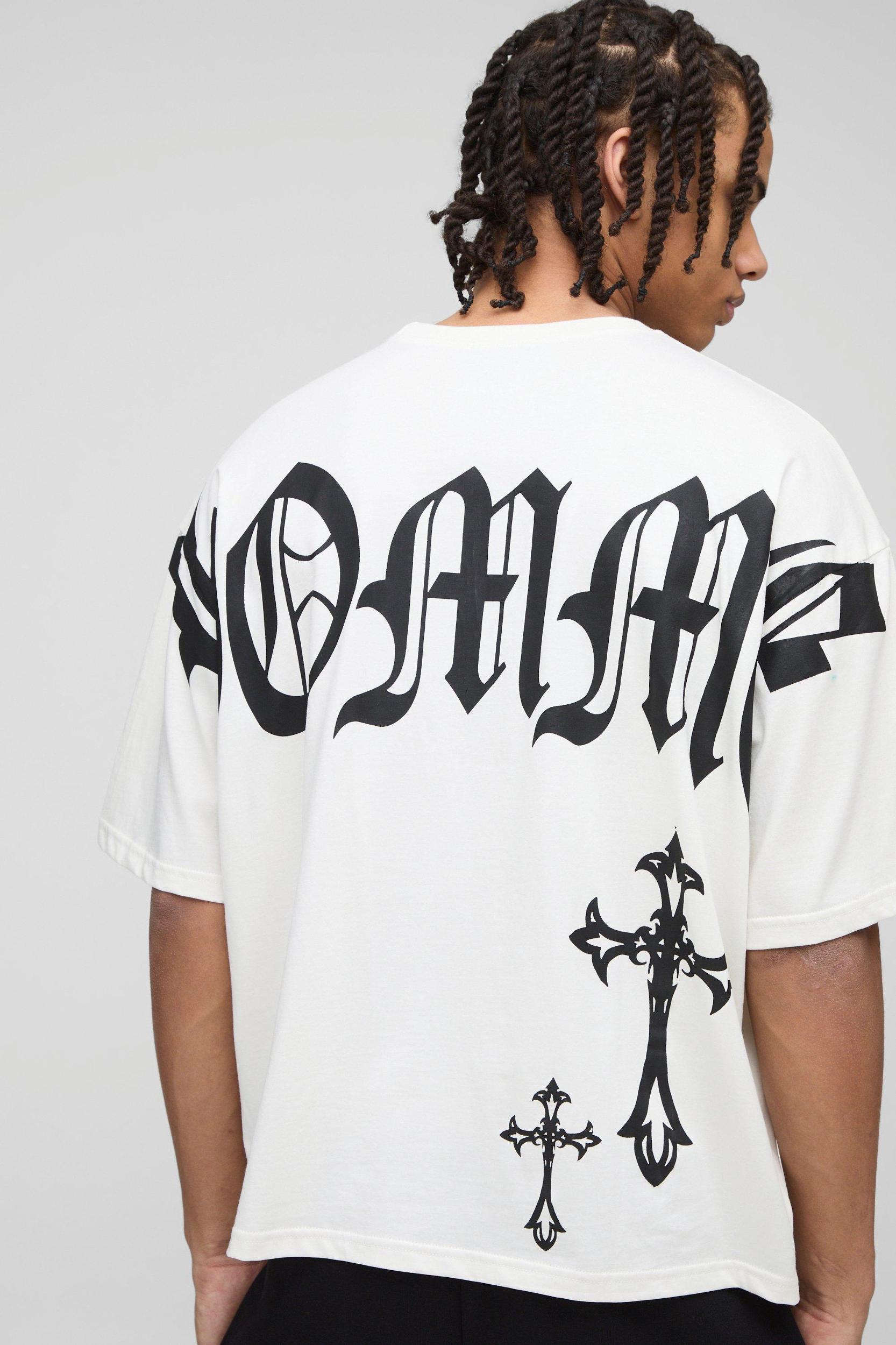 Mens Oversized Boxy Homme Cross T-Shirt - White Product Image