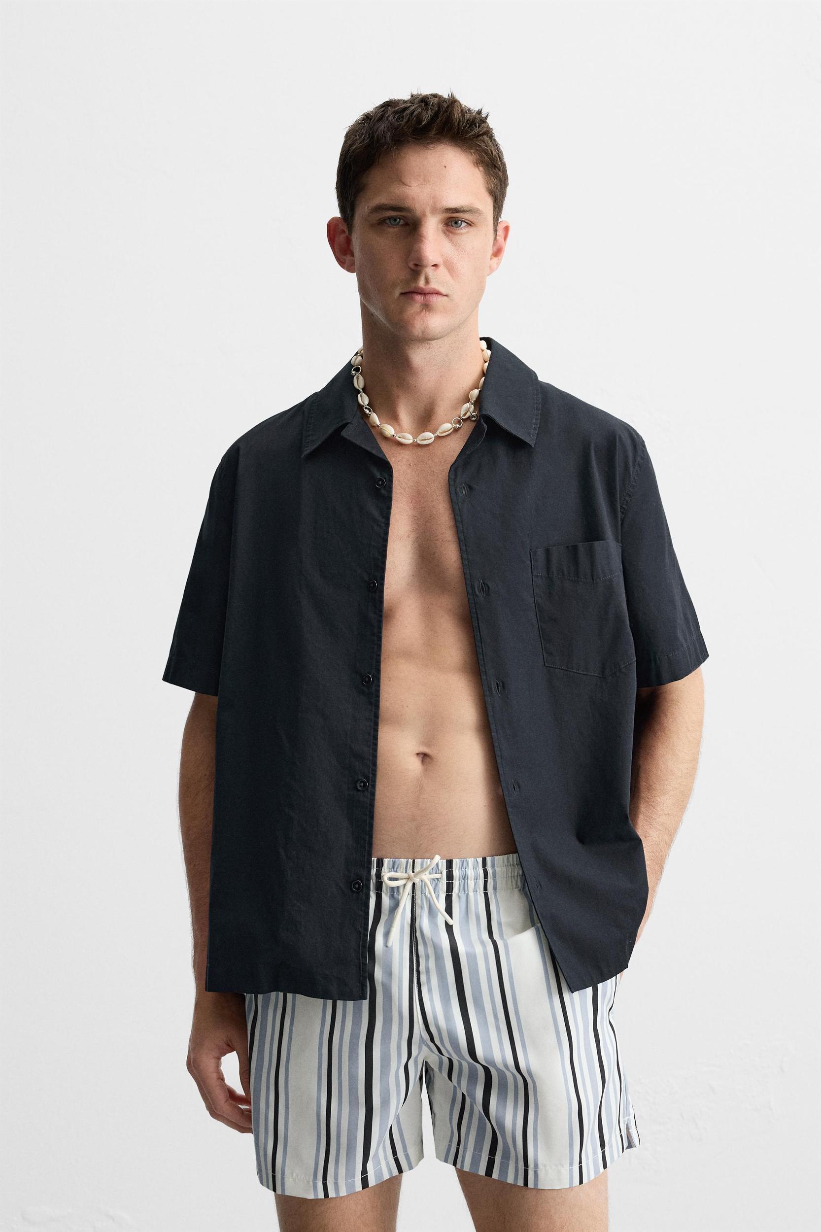STRIPED REGULAR SWIMMING TRUNKS Product Image