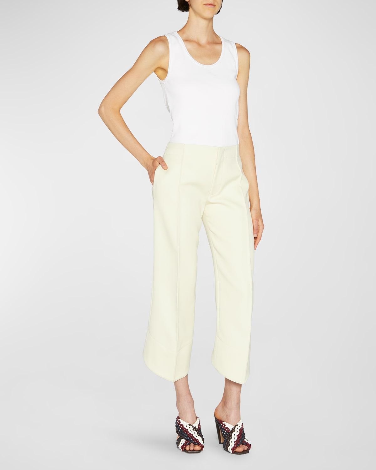 Womens Compact Wool Flat-Front Trousers Product Image