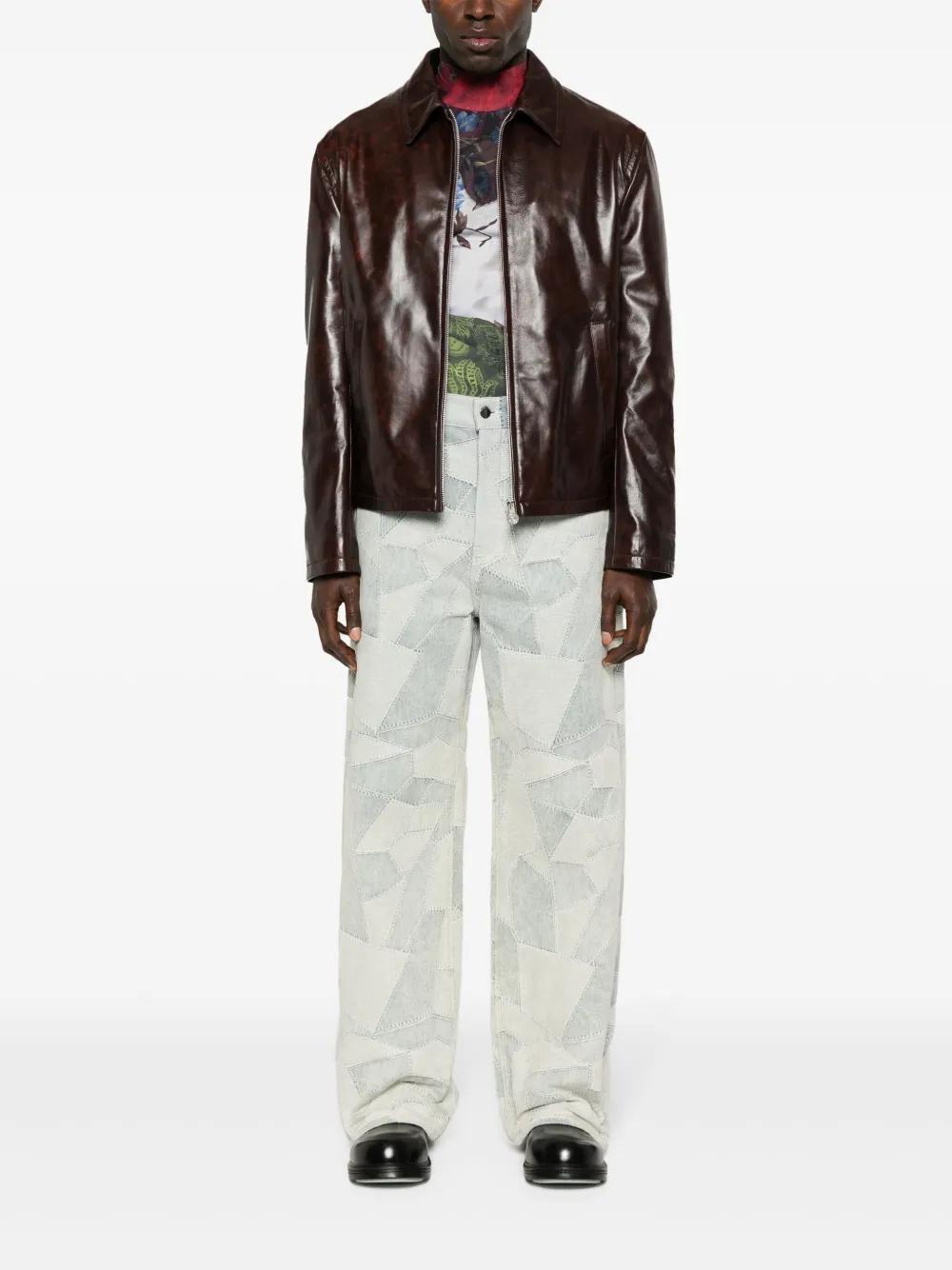 zip-up leather jacket Product Image