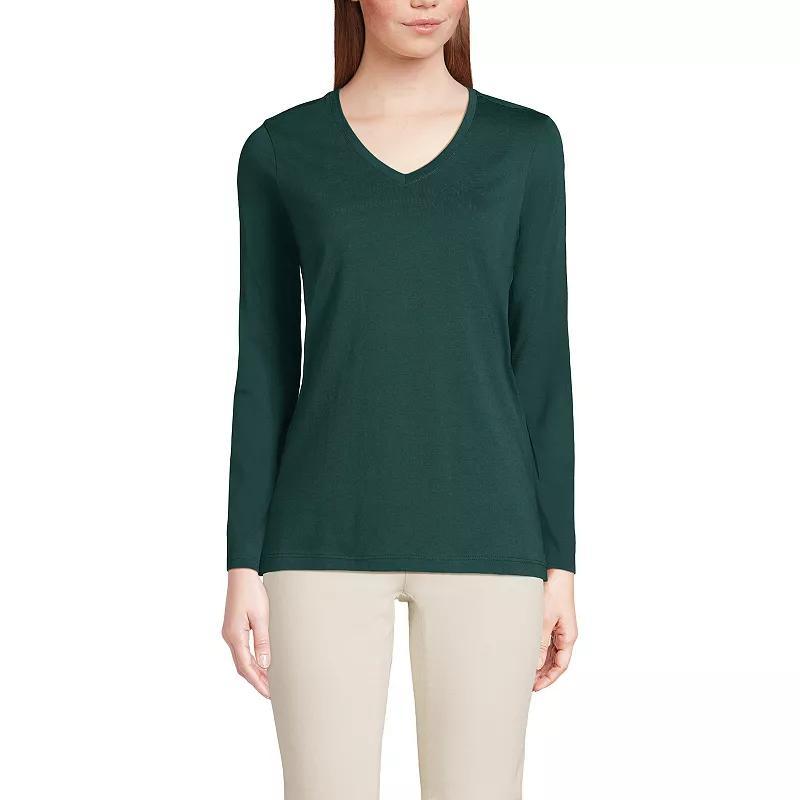 Petite Lands End Supima Cotton Relaxed V-Neck Tee, Womens Product Image