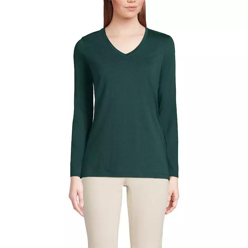 Petite Lands End Supima Cotton Relaxed V-Neck Tee, Womens Product Image