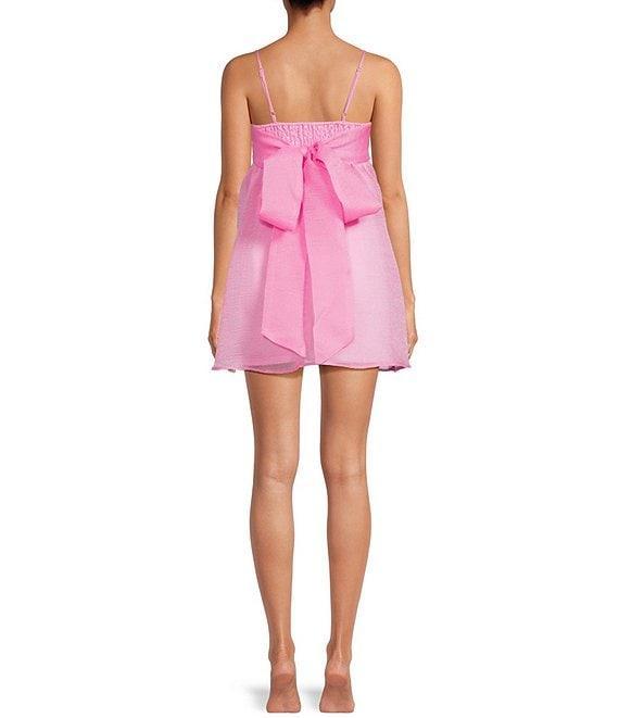 Allison & Kelly Square Neck Spaghetti Strap Pleated Tie Back Babydoll Dress Product Image
