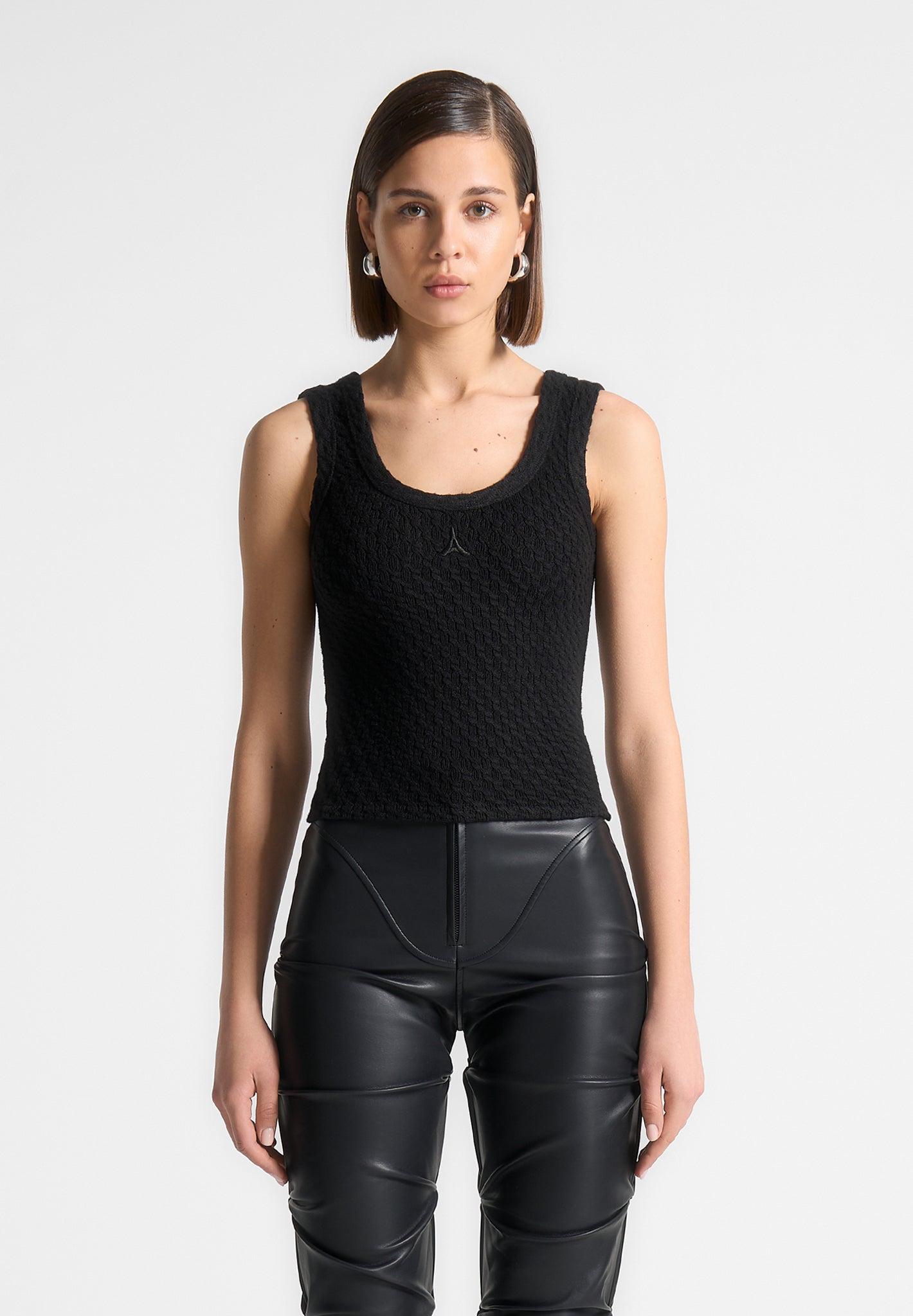 Alya - Eiffel Knitted Tank Top - Black Female Product Image