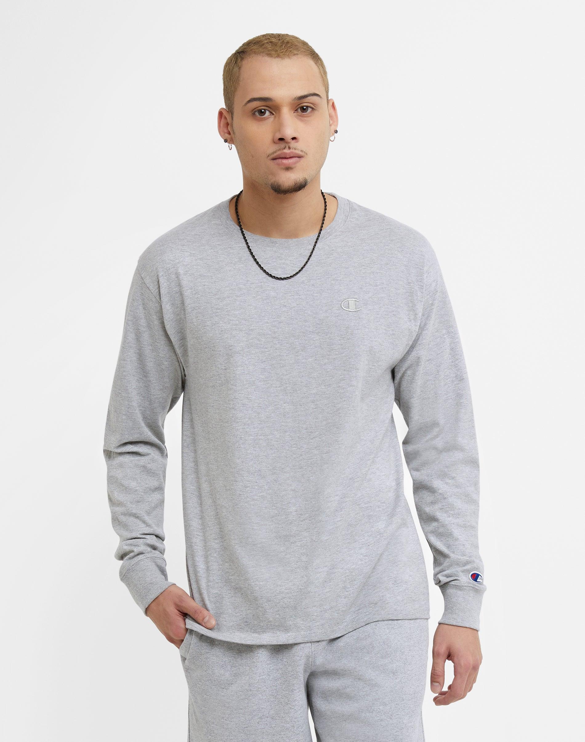 Mens Champion Classic Long Sleeve T-Shirt, Embroidered C Logo Black XS Product Image